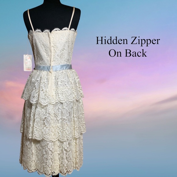 Vintage 70’s Layered Lace Dress Sz 13 - Picture 9 of 14